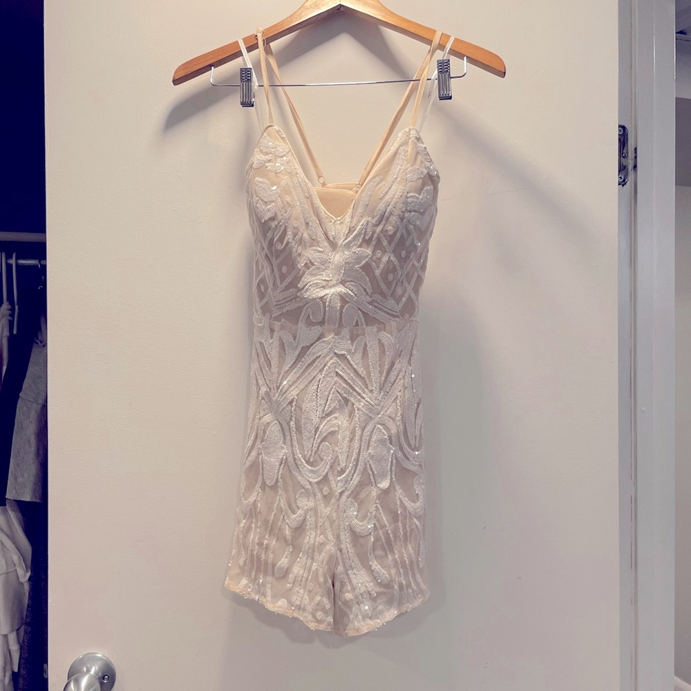 Catch a spark white sequin romper